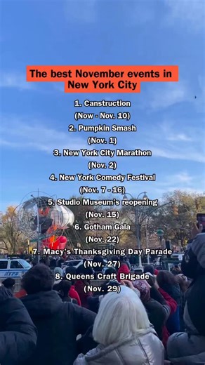 Welcome to November, NYC 🦃 From seeing larger-than-life art at @‌canstructionny to watching balloons float by at the iconic @‌macy’s Thanksgiving Day Parade, there’s something for everyone. Tap the link in our bio for the full list of November events to check out this month. | Time Out New York
