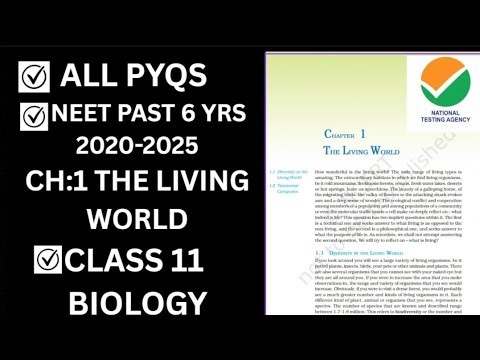 the living world all NEET 2020-2025 past 6 years pyqs class 11 biology chapter 1 solutions neet pyqs