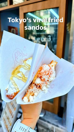 Nancy | Japan 🇯🇵 travel + food on Instagram: "Annnnnd just like that… we’re back in Tokyo. ☺️ Because honestly, who doesn’t love this city of contrasts — where centuries-old traditions coexist with cutting-edge everything. Case in point? These viral fried Japanese sandos. They take the classic milk bread sando we all know and love… and give it a crispy, golden upgrade. Deep-fried and stuffed with everything from whipped cream and matcha ganache to savory twists like the egg Neapolitan (feature