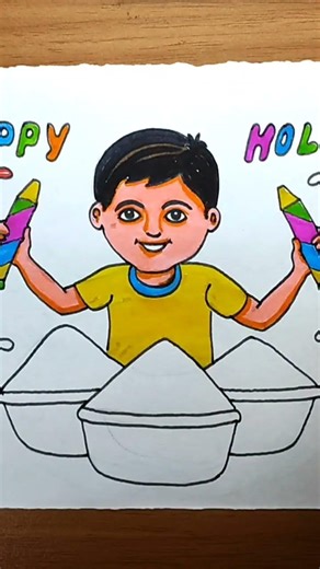 Happy Holi Drawing #shorts #holi #shortsfeed