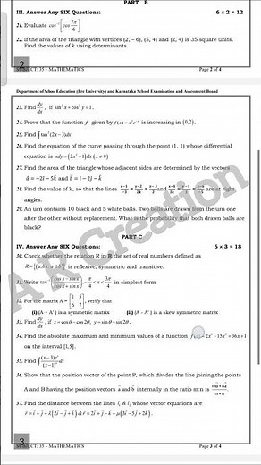 💥2nd PUC MATHEMATICS MODEL QUESTION PAPER 3 || 2025-26 #puc #viral #maths