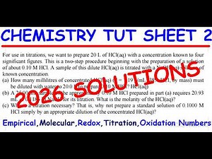 CHEMISTRY - TUTORIAL SHEET 2 SOLUTIONS - 2026