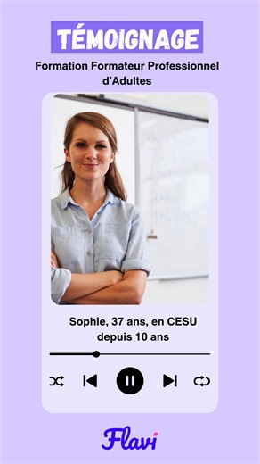 Flavi : auxiliaire de vie indépendante 💙 on Instagram: "Voici le témoignage de Sophie, 37 ans en CESU depuis 10 ans qui a passé la formation Formateur Professionnel d’Adultes😍🌸 ! “Je travaille en emploi direct, donc en Cesu, comme aide à domicile depuis plus de dix ans. J’ai toujours travaillé en équipe, auprès de multiples particuliers employeurs. Mes collègues m’ont fait remarquer, que ma manière d'expliquer, de rassurer, de montrer naturellement les gestes, était très 