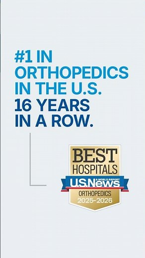 HSS Ranked #1 in Orthopedics & #3 in Rheumatology by U.S. News & World Report (2025-2026) (:30s)