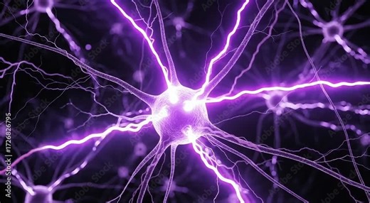 Dynamic neurons firing impulses create a powerful brain activity visual for science and technology applications