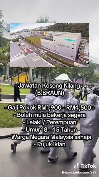 Jawatan Kosong di Kilang B.BRAUN - Gaji RM1,900