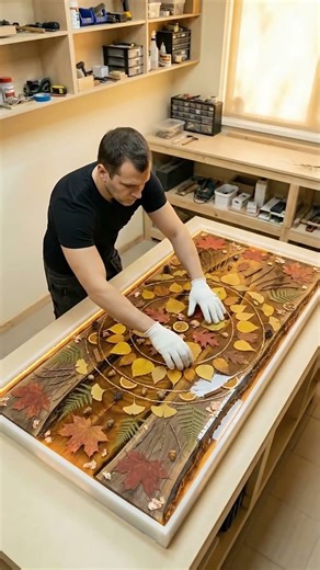 Building a Live Edge Wood Table with Autumn Leaves 🍂🌳