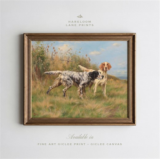 Two English Setters Dog Portrait Vintage Art Print | Vintage Hunting Dog Art | Museum Quality Giclee Print or Canvas - Etsy