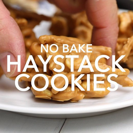 No Bake Haystack Cookies are an easy cookie recipe made with creamy peanut butter and butterscotch, crunchy chow mein noodles, and salty peanuts. RECIPE: https://www.homemadeinterest.com/no-bake-haystack-cookies/ | Home Made Interest