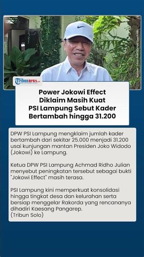 Power Jokowi Effect Diklaim Masih Kuat, PSI Lampung Sebut Kader Bertambah hingga 31.200