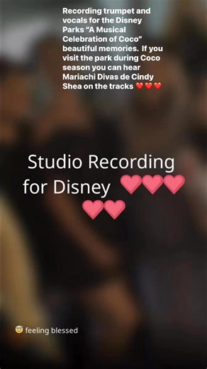 Recording trumpet and vocals for the Disney Parks “A Musical Celebration of Coco” beautiful memories. If you visit the park during Coco season you can hear Mariachi Divas de Cindy Shea on the tracks ❤️❤️❤️ Mariachi Divas de Cindy Shea Disney Pixar COCO at California Adventure Disney Disney Parks Pixar | Cindy Shea