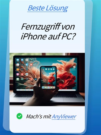 📱💻 iPhone-Fernzugriff auf PC – Greife von überall auf deinen Windows-PC zu! Bist du auf Reisen, im Homeoffice oder einfach unterwegs und brauchst Zugriff auf deinen Windows-PC? Mit dem richtigen Remote-Desktop-Tool kannst du deinen Computer direkt über dein iPhone steuern – ganz ohne Laptop. Besonders AnyViewer eignet sich perfekt, wenn du jederzeit auf deinen PC zugreifen möchtest. Du kannst Dateien öffnen, Programme nutzen, deinen Computer aus der Ferne verwalten und sogar herunterfahren ode