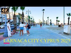 Larnaca City Cyprus 4K Walking Tour 2025 | Beautiful Seaside Walk