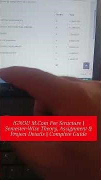 IGNOU M.Com Fee Structure | Semester-Wise Theory, Assignment & Project Details | Complete Guide