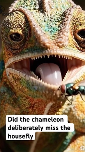 Did the chameleon deliberately miss the housefly
