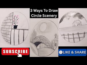 3 Ways To Draw Circle Scenery, Tutorial, Step by Step.