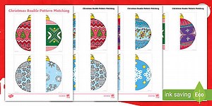 Christmas Bauble Pattern Matching Activity