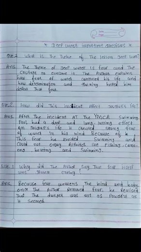 Deep Water Important Questions And Answers