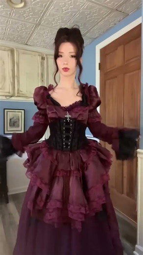 Burgundy tulle folds wrap in fluffy softness