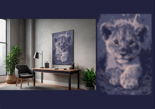 Purple Lion Cub Art Print | Modern Animal Illustration, Minimalist Safari Poster (digital Download) - Etsy