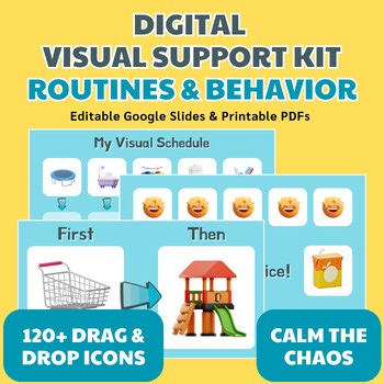 Digital Visual Supports Kit | First-Then Board | Token Boards | Routine Schedule
