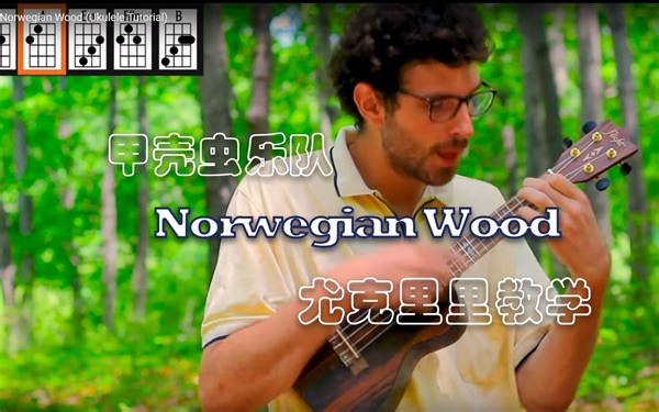【尤克里里教学Ukulele 】披头士乐队-挪威的森林 Norwegian Wood （和弦、曲谱、节奏型都讲解地十分详细）
