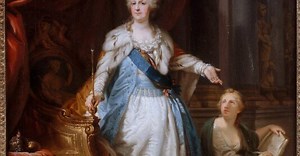 Catherine II de Russie avec les Allégories de l'histoire et du temps by Johann Baptist von Lampi – Art print, wall art, posters and framed art