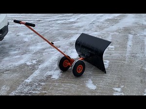 Ohuhu Adjustable Wheeled Snow Shovel Pusher, Rolling Snow Plow Shovels Snow Removal Tool
