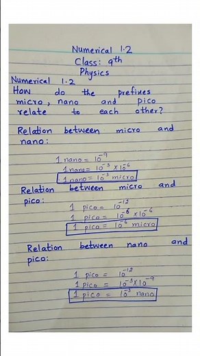 Numerical 1.2 class 9|how do the prefixes micro,nano and pico relate to each other physics#trending