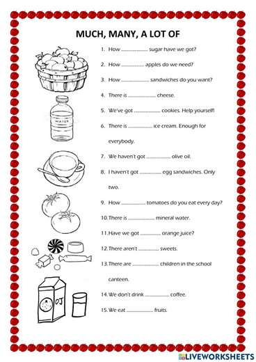 A lot of- much- many interactive worksheet