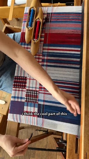 Eric began his journey into weaving only three years ago in a Penland workshop with Lisa Hill. “I was really nervous to learn, because I thought it would be like, ‘you must do it this way’ and ‘oh and it’s not perfect’ and a lot of measuring.” he told us. Happily, Eric fell in love with weaving and has been learning and experimenting ever since. This gorgeous weave came out of a prompt to “reimagine America.” We had the pleasure of speaking with Eric during his winter residency here at Penland. 