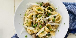30 Minute Pasta with Sausage and Peas