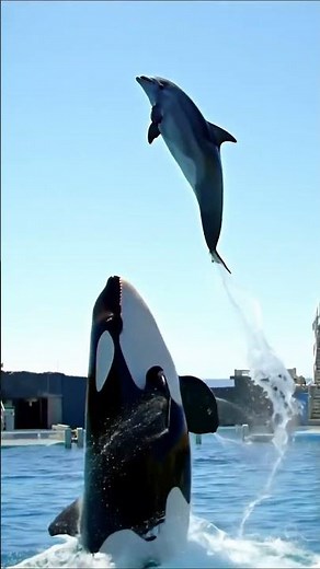 Orca & Dolphin Perform the Ultimate Aerial Crossover in 8K Slow Motion #cinematic #orca