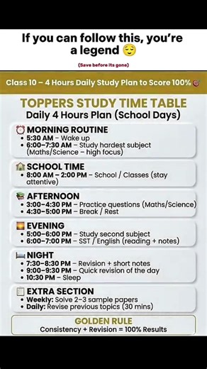 The Ultimate 4-Hour Study Plan Every Class 10 Student Needs 🚀