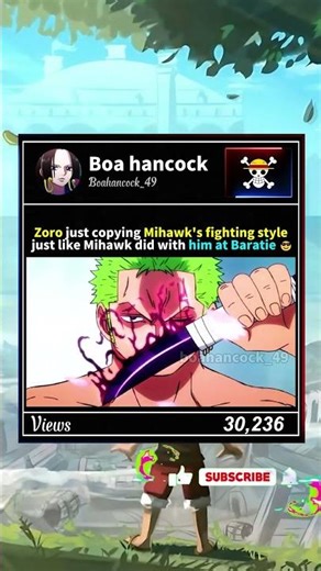 Zoro's Technique Evolution From Mihawk #onepiece #shorts #animeedit