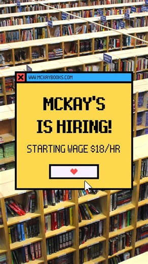 2.6K views · 47 reactions | McKay's Nashville is hiring seasonal employees with a guaranteed wage of $18/hr! Full- and part-time hours available. You can pick up an application at the store or print one off from www.mckaybooks.com/employment. Either way, please turn in completed applications at the Greeter counter in the store. . . . . . #hiring #nashvillejobs #nashville #mckaysnashville #nashville #nashvilletn #musiccity #mckays #mckaysbooks #mckaysusedbooks | McKay Books Nashville | Facebook