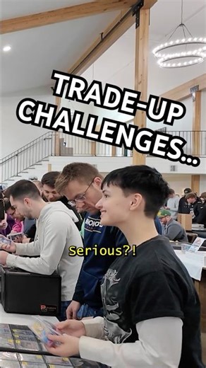 We really had to think about this trade-up challenge for Pokemon cards! #pokemon #tcg
