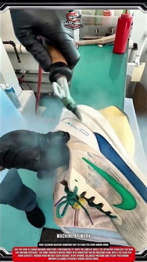 Shoe Cleaning Machine Removing Dirt 50 Pairs Per Hour During Work