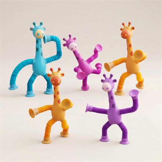 Stretchy Giraffe Fidget Toy – Suction Cup Sensory Tubes for Stress Rel