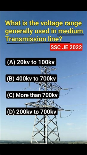 SSC JE 2022 ⚡ Medium Transmission Line Voltage Range | Important MCQ #mcq #sscje