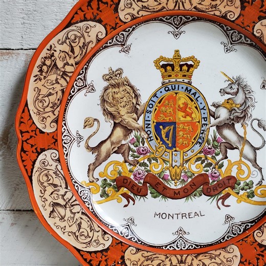Antique Wedgwood Montreal Plate: Edwardian Heraldic Transferware, Etruria England - Etsy Canada