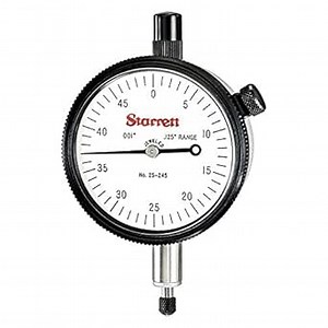 Series 25 Dial Indicator with Jewel Bearing, 0.001" Graduation Interval, 0.050-0.125" Range, 0-50 Dial Reading