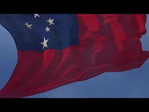 Waving flag and National anthem of Samoa