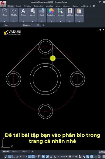 AutoCAD exercises for beginners | Drawing 3