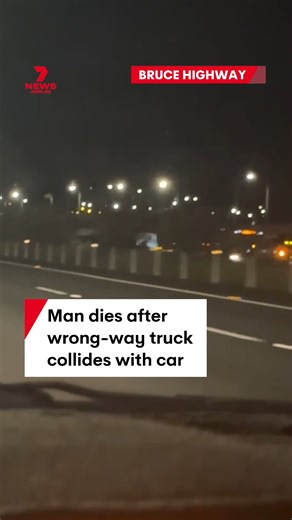 A 26-year-old man has died after a truck driving the wrong way collided with his car on the Bruce Highway, at Burpengary, at about 10.30pm on Tuesday night. Another man is fighting for life. Anyone with dashcam video or relevant information is urged to come forward. #Crash #BruceHighway #Burpengary #Queensland #Dashcam | 7NEWS Brisbane