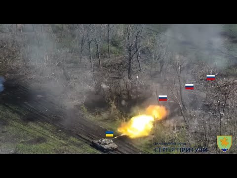 Ukrainian Forces Assault Russian Trench With Tank & Mechanize Infantry Throwing Grenades in Bakhmut