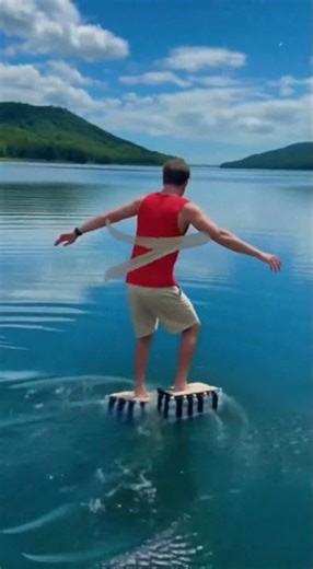 Man Tried Walking on Water ! This Man Just Invented a New Sport😳💦#sora2 #ai #aivideo