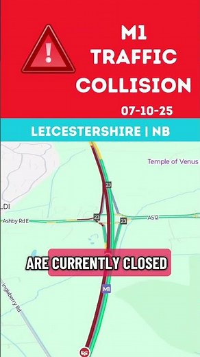 🚨 M1 CRASH 💥 | NB | JUNCTION 23 → JUNCTION 23A | LEICESTERSHIRE📍
