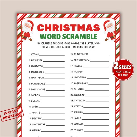 Christmas Word Scramble Game, Holiday Word Game, Word Games for Kids and Adults, Holiday Family Activity, Christmas Party Game, Xmas Word. - Etsy Canada