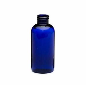 4 oz Blue PET Plastic Boston Round Bottles (Cap Not Included) - 3371B05-BBLU